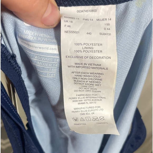 NWT NIKE Hydrastrong Fastback One Piece Blue Swimsuit Size 14 - Picture 8 of 9